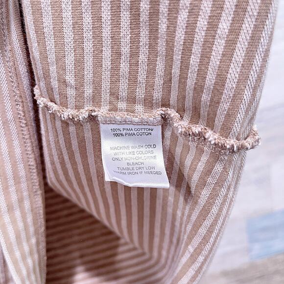 JOSEPH ABBOUD Pima Cotton Polo Shirt Taupe Brown Stripe Stretch Casual Mens XL - Picture 5 of 5